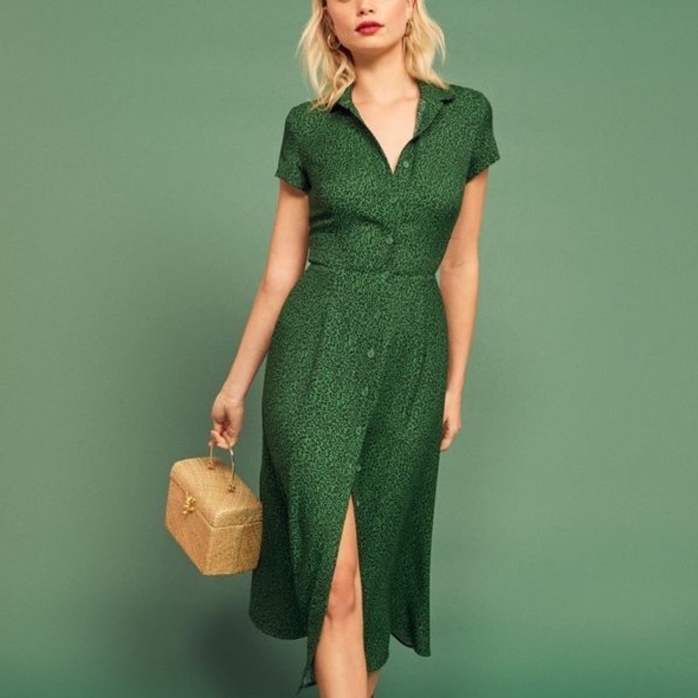 Reformation Fauna Button Down Dress in Jitterbug